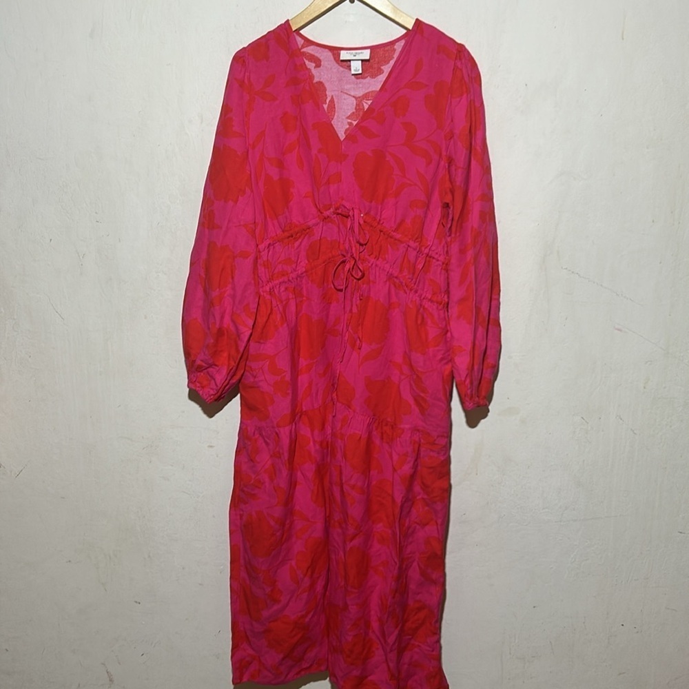 Kate Spade x Target Classic Rose Linen Midi Dress Pink/Red Size Large NWOT - Picture 5 of 12